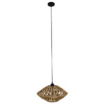 GloboStar® NATHLEN 01187 Vintage Κρεμαστό Φωτιστικό Οροφής Μονόφωτο 1 x E27 Μαύρο Μεταλλικό Πλέγμα με Μπεζ Σχοινί Φ40 x Y20cm - Image 2