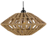 GloboStar® NATHLEN 01187 Vintage Κρεμαστό Φωτιστικό Οροφής Μονόφωτο 1 x E27 Μαύρο Μεταλλικό Πλέγμα με Μπεζ Σχοινί Φ40 x Y20cm - Image 3