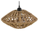GloboStar® NATHLEN 01187 Vintage Κρεμαστό Φωτιστικό Οροφής Μονόφωτο 1 x E27 Μαύρο Μεταλλικό Πλέγμα με Μπεζ Σχοινί Φ40 x Y20cm - Image 4