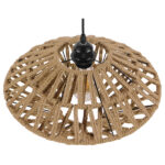 GloboStar® NATHLEN 01187 Vintage Κρεμαστό Φωτιστικό Οροφής Μονόφωτο 1 x E27 Μαύρο Μεταλλικό Πλέγμα με Μπεζ Σχοινί Φ40 x Y20cm - Image 5