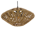 GloboStar® NATHLEN 01187 Vintage Κρεμαστό Φωτιστικό Οροφής Μονόφωτο 1 x E27 Μαύρο Μεταλλικό Πλέγμα με Μπεζ Σχοινί Φ40 x Y20cm - Image 6