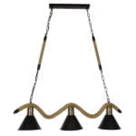 GloboStar® TYMEN 01189 Vintage Φωτιστικό Οροφής Τρίφωτο 3 x E27 Μαύρο Μεταλλικό Καμπάνα με Μπεζ Σχοινί Μ86 x Π22 x Υ23cm - Image 2