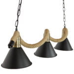GloboStar® TYMEN 01189 Vintage Φωτιστικό Οροφής Τρίφωτο 3 x E27 Μαύρο Μεταλλικό Καμπάνα με Μπεζ Σχοινί Μ86 x Π22 x Υ23cm - Image 4
