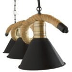 GloboStar® TYMEN 01189 Vintage Φωτιστικό Οροφής Τρίφωτο 3 x E27 Μαύρο Μεταλλικό Καμπάνα με Μπεζ Σχοινί Μ86 x Π22 x Υ23cm - Image 5