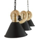 GloboStar® TYMEN 01189 Vintage Φωτιστικό Οροφής Τρίφωτο 3 x E27 Μαύρο Μεταλλικό Καμπάνα με Μπεζ Σχοινί Μ86 x Π22 x Υ23cm - Image 6