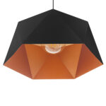 GloboStar® HEXAGON 01195 Μοντέρνο Κρεμαστό Φωτιστικό Οροφής Μονόφωτο Μαύρο - Χρυσό Μεταλλικό Καμπάνα Φ46 x Y25cm - Image 6