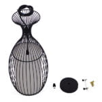 GloboStar® REA 01196 Μοντέρνο Κρεμαστό Φωτιστικό Οροφής Μονόφωτο Μαύρο Μεταλλικό Πλέγμα με Υφασμάτινο Εσωτερικό Καπέλο Φ20 x Y44cm - Image 10