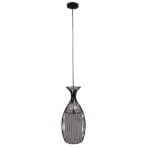 GloboStar® REA 01196 Μοντέρνο Κρεμαστό Φωτιστικό Οροφής Μονόφωτο Μαύρο Μεταλλικό Πλέγμα με Υφασμάτινο Εσωτερικό Καπέλο Φ20 x Y44cm - Image 2