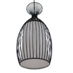 GloboStar® REA 01196 Μοντέρνο Κρεμαστό Φωτιστικό Οροφής Μονόφωτο Μαύρο Μεταλλικό Πλέγμα με Υφασμάτινο Εσωτερικό Καπέλο Φ20 x Y44cm - Image 5