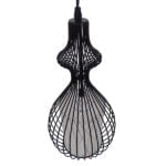 GloboStar® THYDA 01197 Μοντέρνο Κρεμαστό Φωτιστικό Οροφής Μονόφωτο Μαύρο Μεταλλικό Πλέγμα με Υφασμάτινο Εσωτερικό Καπέλο Φ21 x Y40cm - Image 4