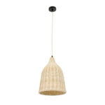 GloboStar® BAHAMAS 01202 Vintage Κρεμαστό Φωτιστικό Οροφής Μονόφωτο 1 x E27 Μπεζ Ξύλινο Ψάθινο Μπαμπού Φ30 x Υ47cm - Image 4