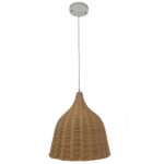GloboStar® BAHAMAS 01203 Vintage Κρεμαστό Φωτιστικό Οροφής Μονόφωτο 1 x E27 Μπεζ Ξύλινο Ψάθινο Μπαμπού Φ45 x Υ47cm - Image 2