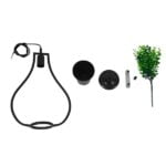 GloboStar® FLOWERPOT 10001210 Μοντέρνο Κρεμαστό Φωτιστικό Ανάρτηση Μονόφωτο 1 x E27 IP20 Μαύρο Μέταλλο με Πράσινο Πλαστικό - Μ27 x Π27 x Υ40cm - Image 9
