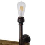 GloboStar® ENIMAS 01217 Vintage Industrial Φωτιστικό Τοίχου Απλίκα Δίφωτο Μπρούτζινο Μεταλλικό με Ξύλινα Ράφια Μ65 x Π23 x Υ76cm - Image 6
