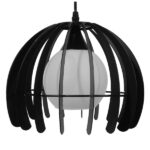 GloboStar® INGLEY 01226 Μοντέρνο Κρεμαστό Φωτιστικό Οροφής Μονόφωτο Μαύρο Μεταλλικό Πλέγμα με Λευκό Γυαλί Φ26 x Y21cm - Image 3
