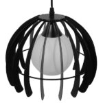 GloboStar® INGLEY 01226 Μοντέρνο Κρεμαστό Φωτιστικό Οροφής Μονόφωτο Μαύρο Μεταλλικό Πλέγμα με Λευκό Γυαλί Φ26 x Y21cm - Image 4