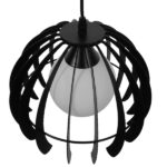 GloboStar® INGLEY 01226 Μοντέρνο Κρεμαστό Φωτιστικό Οροφής Μονόφωτο Μαύρο Μεταλλικό Πλέγμα με Λευκό Γυαλί Φ26 x Y21cm - Image 5