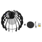 GloboStar® INGLEY 01226 Μοντέρνο Κρεμαστό Φωτιστικό Οροφής Μονόφωτο Μαύρο Μεταλλικό Πλέγμα με Λευκό Γυαλί Φ26 x Y21cm - Image 9