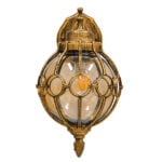 GloboStar® ETOILE 01227 Vintage Industrial Φωτιστικό Τοίχου Απλίκα Μονόφωτο Μπρονζέ Χρυσό Μεταλλικό Πλέγμα με Μελί Γυαλί Φ18 x Υ27cm - Image 2