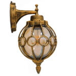 GloboStar® ETOILE 01227 Vintage Industrial Φωτιστικό Τοίχου Απλίκα Μονόφωτο Μπρονζέ Χρυσό Μεταλλικό Πλέγμα με Μελί Γυαλί Φ18 x Υ27cm - Image 3