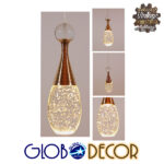 GloboStar® JADORE 01232 Μοντέρνο Κρεμαστό Φωτιστικό Οροφής Μονόφωτο με Ενσωματωμένο Φωτισμό LED 3000k Χάλκινο με Φυσητό Γυαλί Φ6 x Y23cm - Image 8