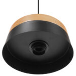 GloboStar® RUHIEL 01233 Μοντέρνο Κρεμαστό Φωτιστικό Οροφής Μονόφωτο 1 x E27 Μαύρο Μεταλλικό με Φυσικό Ξύλο Καμπάνα Φ18 x Y12cm - Image 6