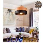GloboStar® RUHIEL 01233 Μοντέρνο Κρεμαστό Φωτιστικό Οροφής Μονόφωτο 1 x E27 Μαύρο Μεταλλικό με Φυσικό Ξύλο Καμπάνα Φ18 x Y12cm - Image 10