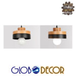 GloboStar® RUHIEL 01233 Μοντέρνο Κρεμαστό Φωτιστικό Οροφής Μονόφωτο 1 x E27 Μαύρο Μεταλλικό με Φυσικό Ξύλο Καμπάνα Φ18 x Y12cm - Image 9