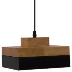 GloboStar® LAOTH 01234 Μοντέρνο Κρεμαστό Φωτιστικό Οροφής Μονόφωτο 1 x E27 Μαύρο Μεταλλικό με Φυσικό Ξύλο Καμπάνα Φ18 x Y11.5cm - Image 5