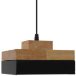 GloboStar® LAOTH 01234 Μοντέρνο Κρεμαστό Φωτιστικό Οροφής Μονόφωτο 1 x E27 Μαύρο Μεταλλικό με Φυσικό Ξύλο Καμπάνα Φ18 x Y11.5cm - Image 6