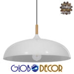 GloboStar® VALLETE WHITE 01257 Μοντέρνο Κρεμαστό Φωτιστικό Οροφής Μονόφωτο 1 x E27 Λευκό Μεταλλικό Καμπάνα Φ60 x Y35cm