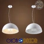 GloboStar® SERENIA WHITE 01271 Μοντέρνο Κρεμαστό Φωτιστικό Οροφής Μονόφωτο Λευκό Γύψινο Καμπάνα Φ60 x Y30cm - Image 3