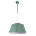 GloboStar® UPVALE 01285 Μοντέρνο Κρεμαστό Φωτιστικό Οροφής Μονόφωτο 1 x E27 Γκρι Πράσινο Μεταλλικό Καμπάνα Φ40 x Y24cm - Image 4