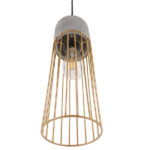 GloboStar® DURANT 01322 Μοντέρνο Industrial Κρεμαστό Φωτιστικό Οροφής Μονόφωτο Γκρι Μπεζ Τσιμέντο Πλέγμα Φ12 x Y40cm - Image 7