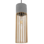 GloboStar® DURANT 01322 Μοντέρνο Industrial Κρεμαστό Φωτιστικό Οροφής Μονόφωτο Γκρι Μπεζ Τσιμέντο Πλέγμα Φ12 x Y40cm - Image 3