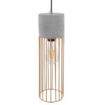 GloboStar® DURANT 01322 Μοντέρνο Industrial Κρεμαστό Φωτιστικό Οροφής Μονόφωτο Γκρι Μπεζ Τσιμέντο Πλέγμα Φ12 x Y40cm - Image 4