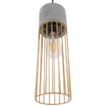 GloboStar® DURANT 01322 Μοντέρνο Industrial Κρεμαστό Φωτιστικό Οροφής Μονόφωτο Γκρι Μπεζ Τσιμέντο Πλέγμα Φ12 x Y40cm - Image 6