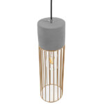 GloboStar® DURANT 01322 Μοντέρνο Industrial Κρεμαστό Φωτιστικό Οροφής Μονόφωτο Γκρι Μπεζ Τσιμέντο Πλέγμα Φ12 x Y40cm - Image 5