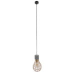 GloboStar® DURANT 01325 Μοντέρνο Industrial Κρεμαστό Φωτιστικό Οροφής Μονόφωτο Γκρι Μπεζ Τσιμέντο Πλέγμα Φ20 x Y35cm - Image 2