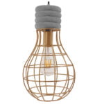GloboStar® DURANT 01325 Μοντέρνο Industrial Κρεμαστό Φωτιστικό Οροφής Μονόφωτο Γκρι Μπεζ Τσιμέντο Πλέγμα Φ20 x Y35cm - Image 3