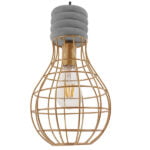 GloboStar® DURANT 01325 Μοντέρνο Industrial Κρεμαστό Φωτιστικό Οροφής Μονόφωτο Γκρι Μπεζ Τσιμέντο Πλέγμα Φ20 x Y35cm - Image 4