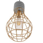 GloboStar® DURANT 01325 Μοντέρνο Industrial Κρεμαστό Φωτιστικό Οροφής Μονόφωτο Γκρι Μπεζ Τσιμέντο Πλέγμα Φ20 x Y35cm - Image 5