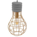 GloboStar® DURANT 01325 Μοντέρνο Industrial Κρεμαστό Φωτιστικό Οροφής Μονόφωτο Γκρι Μπεζ Τσιμέντο Πλέγμα Φ20 x Y35cm - Image 6