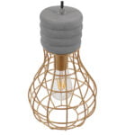 GloboStar® DURANT 01325 Μοντέρνο Industrial Κρεμαστό Φωτιστικό Οροφής Μονόφωτο Γκρι Μπεζ Τσιμέντο Πλέγμα Φ20 x Y35cm - Image 7