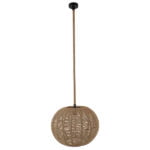 GloboStar® MANDALA 01331 Vintage Κρεμαστό Φωτιστικό Οροφής Μονόφωτο 1 x E27 Πλέγμα με Μπεζ Σχοινί Φ42 x Υ34cm - Image 4
