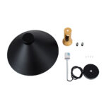 GloboStar® CALYPSO 01334-A Μοντέρνο Κρεμαστό Φωτιστικό Καμπάνα Μονόφωτο 1 x E27 IP20 Μαύρο & Χρυσό Μέταλλο με Μπεζ Ξύλο - Μ36 x Π36 x Υ30cm - Image 10