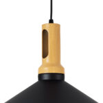 GloboStar® CALYPSO 01334-A Μοντέρνο Κρεμαστό Φωτιστικό Καμπάνα Μονόφωτο 1 x E27 IP20 Μαύρο & Χρυσό Μέταλλο με Μπεζ Ξύλο - Μ36 x Π36 x Υ30cm - Image 8