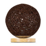 GloboStar® OCEANA 01337 Μοντέρνο Επιτραπέζιο Φωτιστικό Πορτατίφ Μονόφωτο Καφέ Σκούρο Ξύλινο Ψάθινο Rattan Φ20 x Υ22cm - Image 5