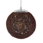 GloboStar® OCEANA 01354 Vintage Κρεμαστό Φωτιστικό Οροφής Μονόφωτο 1 x E27 Καφέ Ξύλινο Ψάθινο Rattan Φ20 x Υ20cm - Image 3