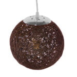 GloboStar® OCEANA 01354 Vintage Κρεμαστό Φωτιστικό Οροφής Μονόφωτο 1 x E27 Καφέ Ξύλινο Ψάθινο Rattan Φ20 x Υ20cm - Image 4